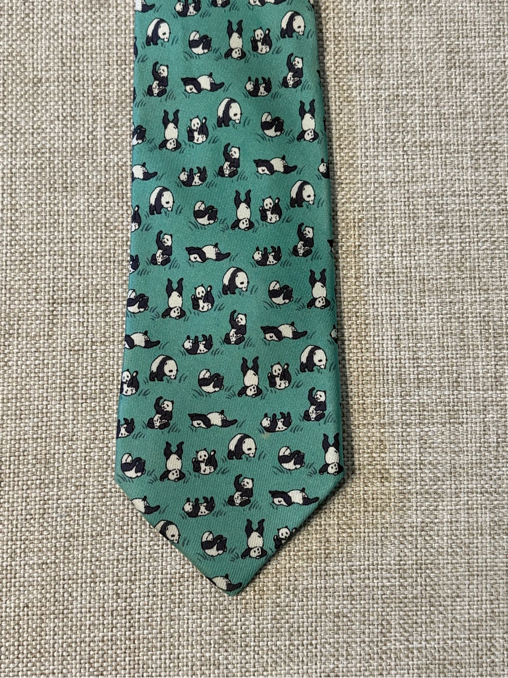 Hermès Panda Silk Tie Vintage 7362 PA Made in France Rare